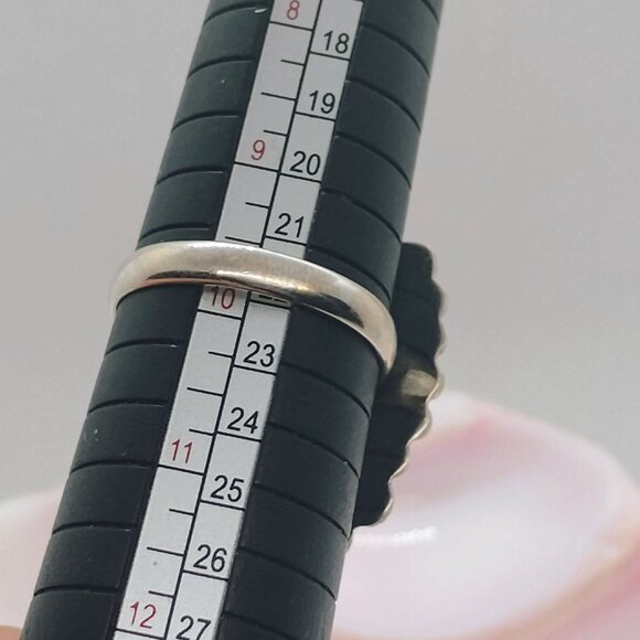 Sterling Silver & Rhodochrosite Teardrop Shaped Ring Size 10 Intricate Setting - Picture 6 of 6